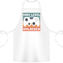 Mom Level Unlocked New Mommy Baby Born Cotton Apron 100% Organic White