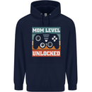 Mom Level Unlocked New Mommy Baby Born Mens 80% Cotton Hoodie Navy Blue