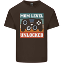 Mom Level Unlocked New Mommy Baby Born Mens Cotton T-Shirt Tee Top Dark Chocolate