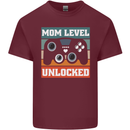 Mom Level Unlocked New Mommy Baby Born Mens Cotton T-Shirt Tee Top Maroon