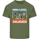 Mom Level Unlocked New Mommy Baby Born Mens Cotton T-Shirt Tee Top Military Green