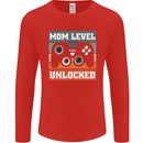 Mom Level Unlocked New Mommy Baby Born Mens Long Sleeve T-Shirt Red