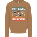 Mom Level Unlocked New Mommy Baby Born Mens Sweatshirt Jumper Caramel Latte