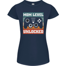 Mom Level Unlocked New Mommy Baby Born Womens Petite Cut T-Shirt Navy Blue