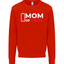Mom of 2 Boys Funny Mother's Day Mens Sweatshirt Jumper Bright Red