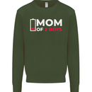 Mom of 2 Boys Funny Mother's Day Mens Sweatshirt Jumper Forest Green