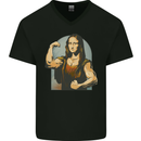 Mona Lifter Funny Gym Bodybuilding Workout Mens V-Neck Cotton T-Shirt Black
