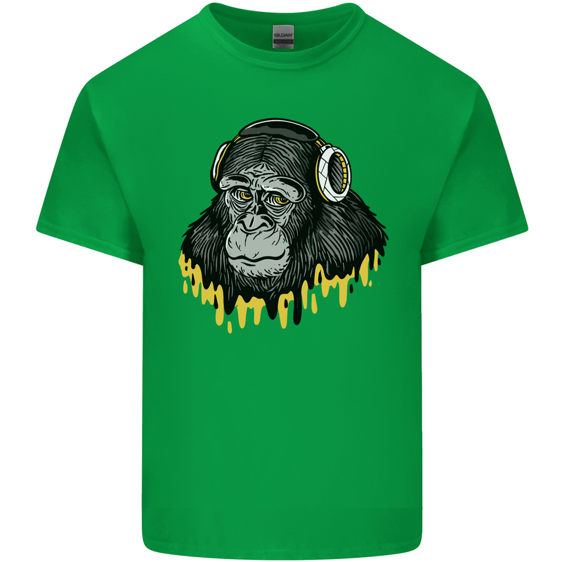 Monkey DJ Headphones Music Mens Cotton T-Shirt Tee Top Irish Green