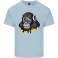 Monkey DJ Headphones Music Mens Cotton T-Shirt Tee Top Light Blue