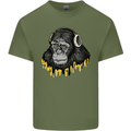 Monkey DJ Headphones Music Mens Cotton T-Shirt Tee Top Military Green