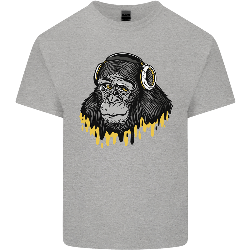 Monkey DJ Headphones Music Mens Cotton T-Shirt Tee Top Sports Grey