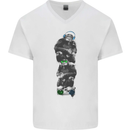 Monkey Music Ghetto Blaster Retro Funny Mens V-Neck Cotton T-Shirt White