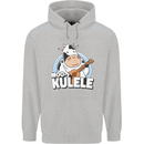 Mookulele Funny Cow Playing Ukulele Guitar Childrens Kids Hoodie Sports Grey