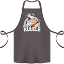 Mookulele Funny Cow Playing Ukulele Guitar Cotton Apron 100% Organic Dark Grey