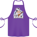 Mookulele Funny Cow Playing Ukulele Guitar Cotton Apron 100% Organic Purple