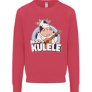 Mookulele Funny Cow Playing Ukulele Guitar Kids Sweatshirt Jumper Heliconia