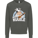 Mookulele Funny Cow Playing Ukulele Guitar Kids Sweatshirt Jumper Storm Grey