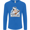Mookulele Funny Cow Playing Ukulele Guitar Mens Long Sleeve T-Shirt Royal Blue