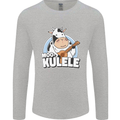 Mookulele Funny Cow Playing Ukulele Guitar Mens Long Sleeve T-Shirt Sports Grey