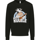 Mookulele Funny Cow Playing Ukulele Guitar Mens Sweatshirt Jumper Black