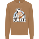 Mookulele Funny Cow Playing Ukulele Guitar Mens Sweatshirt Jumper Caramel Latte