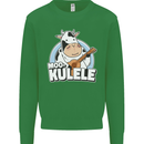Mookulele Funny Cow Playing Ukulele Guitar Mens Sweatshirt Jumper Irish Green