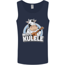 Mookulele Funny Cow Playing Ukulele Guitar Mens Vest Tank Top Navy Blue