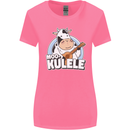 Mookulele Funny Cow Playing Ukulele Guitar Womens Wider Cut T-Shirt Azalea