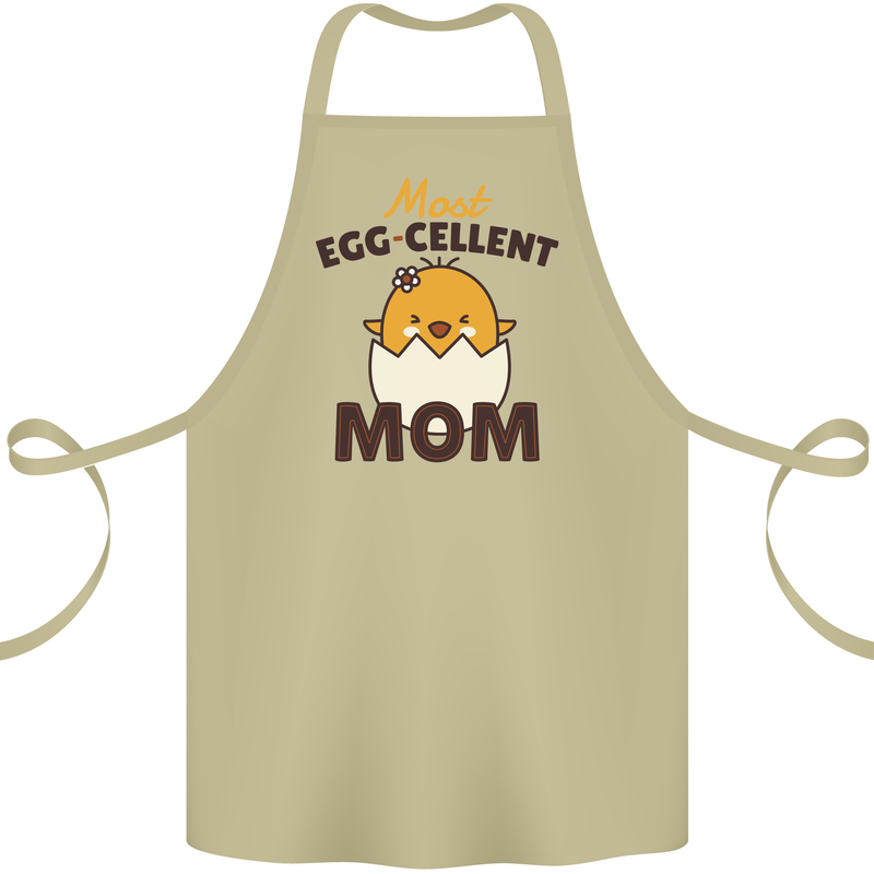 Mother's Day Easter Most Egg-cellent Mom Cotton Apron 100% Organic Khaki