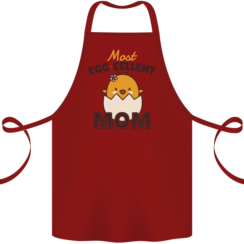 Mother's Day Easter Most Egg-cellent Mom Cotton Apron 100% Organic Maroon