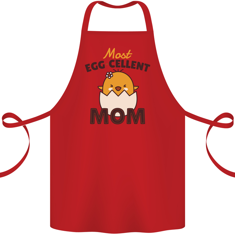 Mother's Day Easter Most Egg-cellent Mom Cotton Apron 100% Organic Red
