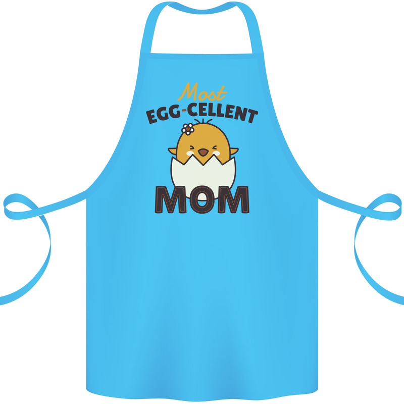 Mother's Day Easter Most Egg-cellent Mom Cotton Apron 100% Organic Turquoise