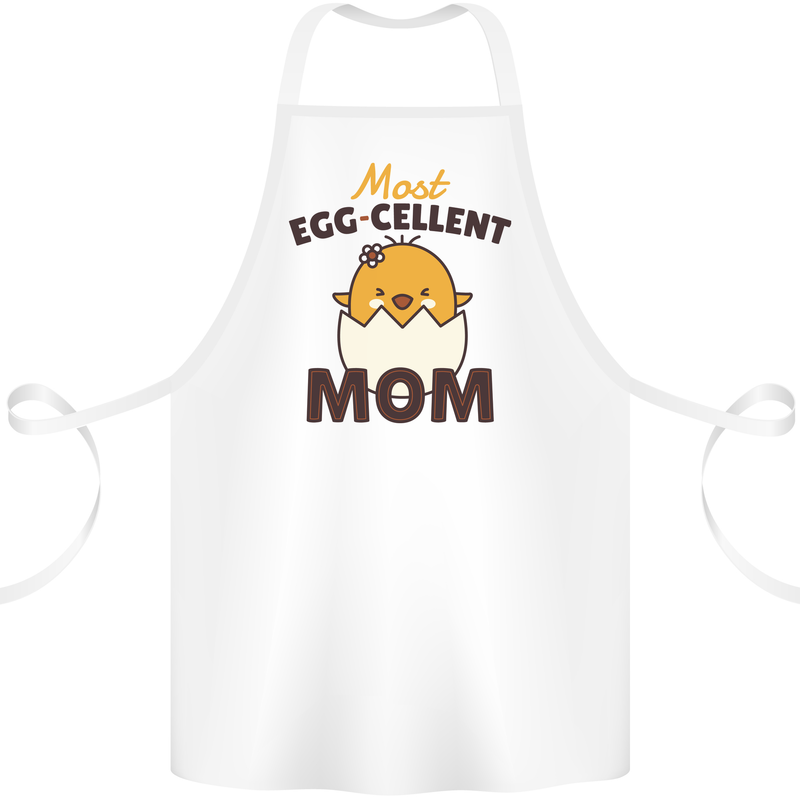 Mother's Day Easter Most Egg-cellent Mom Cotton Apron 100% Organic White