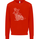 Motocross Bike Line Drawing Dirt Bike MotoX Mens Sweatshirt Jumper Bright Red