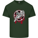 Motocross Bike on a Background of Gears Mens Cotton T-Shirt Tee Top Forest Green