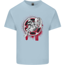 Motocross Bike on a Background of Gears Mens Cotton T-Shirt Tee Top Light Blue
