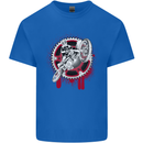 Motocross Bike on a Background of Gears Mens Cotton T-Shirt Tee Top Royal Blue
