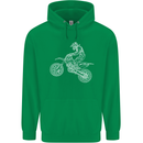 Motocross Line Drawing Dirt Bike MotoX Childrens Kids Hoodie Irish Green