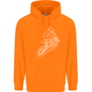 Motocross Rider Drawing Dirt Bike MotoX Mens 80% Cotton Hoodie Orange