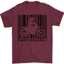 Motorbike Barcode Biker Motorcycle Mens T-Shirt Cotton Gildan Maroon