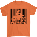 Motorbike Barcode Biker Motorcycle Mens T-Shirt Cotton Gildan Orange