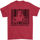 Motorbike Barcode Biker Motorcycle Mens T-Shirt Cotton Gildan Red