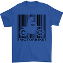 Motorbike Barcode Biker Motorcycle Mens T-Shirt Cotton Gildan Royal Blue