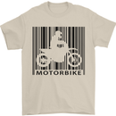 Motorbike Barcode Biker Motorcycle Mens T-Shirt Cotton Gildan Sand