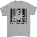 Motorbike Barcode Biker Motorcycle Mens T-Shirt Cotton Gildan Sports Grey