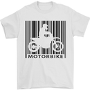 Motorbike Barcode Biker Motorcycle Mens T-Shirt Cotton Gildan White