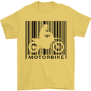Motorbike Barcode Biker Motorcycle Mens T-Shirt Cotton Gildan Yellow