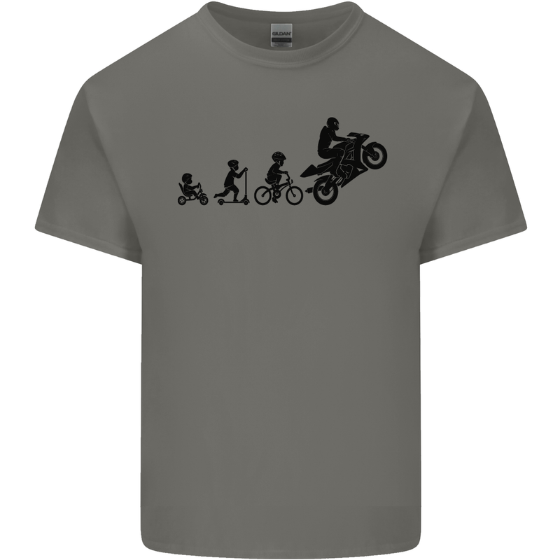 Motorbike Evolution Funny Biker Motorcycle Kids T-Shirt Childrens Charcoal