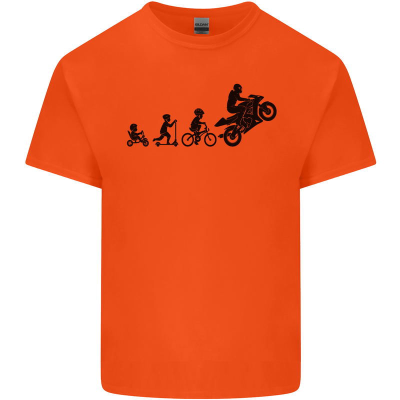 Motorbike Evolution Funny Biker Motorcycle Kids T-Shirt Childrens Orange