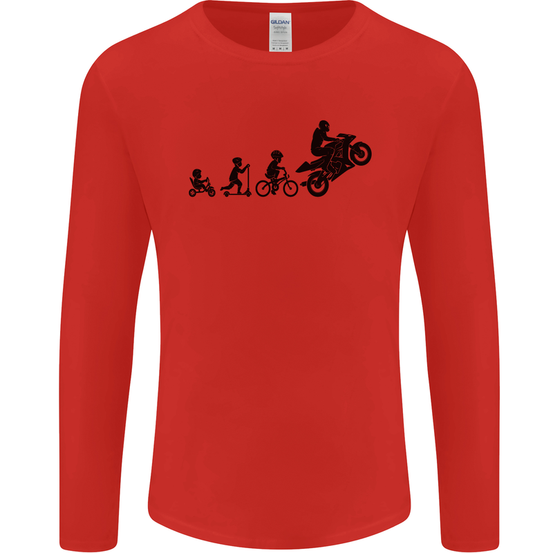 Motorbike Evolution Funny Biker Motorcycle Mens Long Sleeve T-Shirt Red